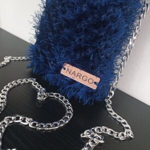 Χειροποίητο πλεκτό τσαντάκι κινητού premium - Μπλε ρουά με μπλε navy