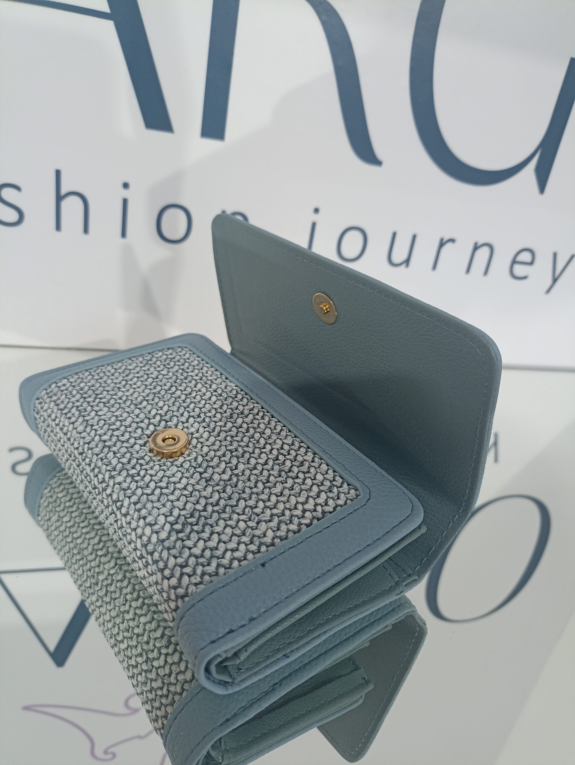 Γυναικείο ψάθινο πορτοφόλι - Γαλάζιο - Image 3