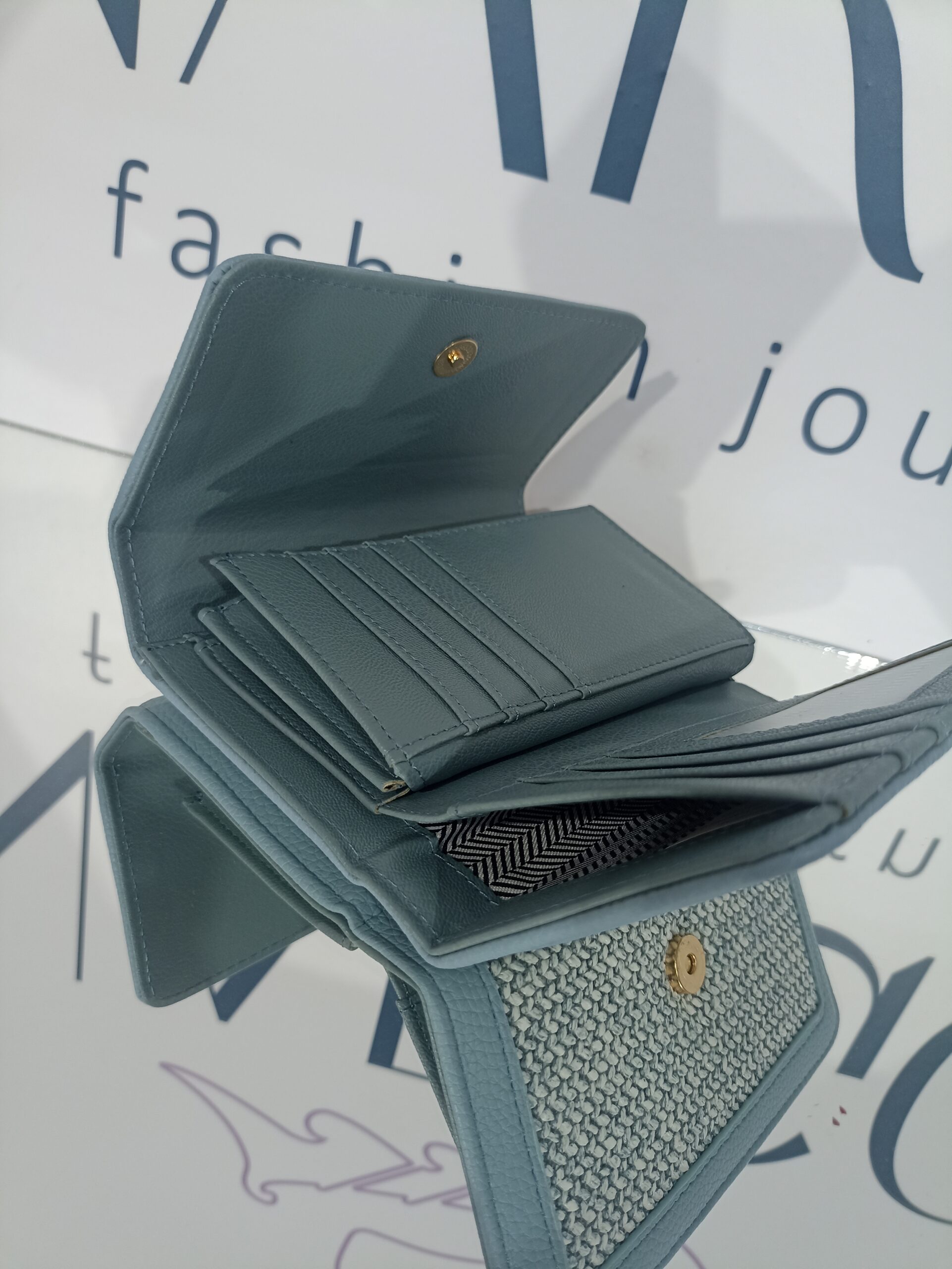 Γυναικείο ψάθινο πορτοφόλι - Γαλάζιο - Image 5