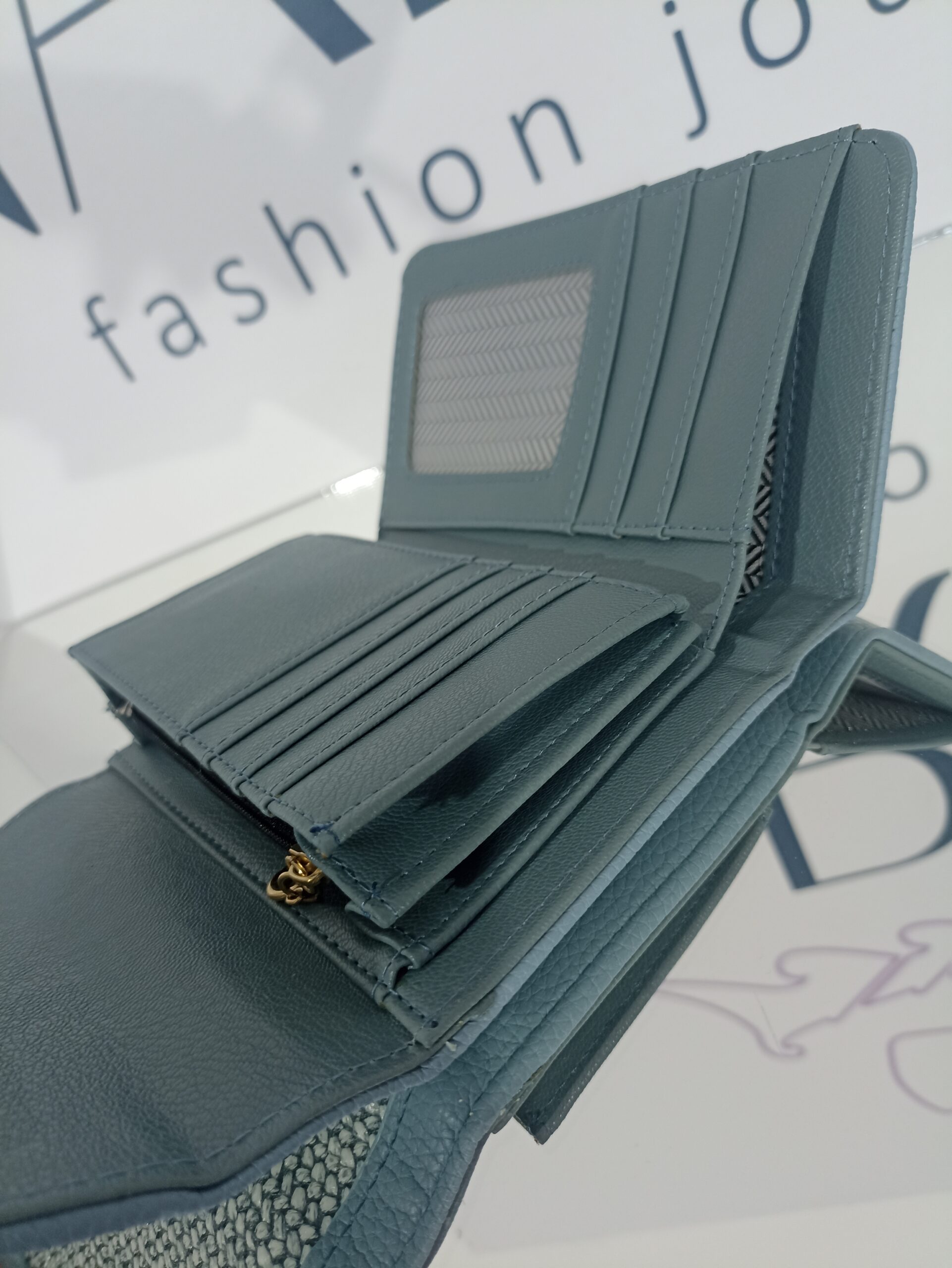 Γυναικείο ψάθινο πορτοφόλι - Γαλάζιο - Image 4