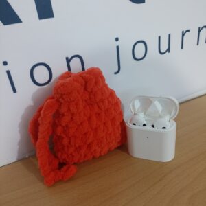 Χειροποίητο Mini Pouch για AirPods σε κοραλλί απόχρωση