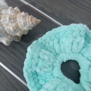 Alternative view of Πλεκτό βελούδινο scrunchie - Πράσινο μέντας