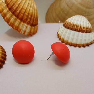 Χειροποίητα κόκκινα σκουλαρίκια από πολυμερικό πηλό 